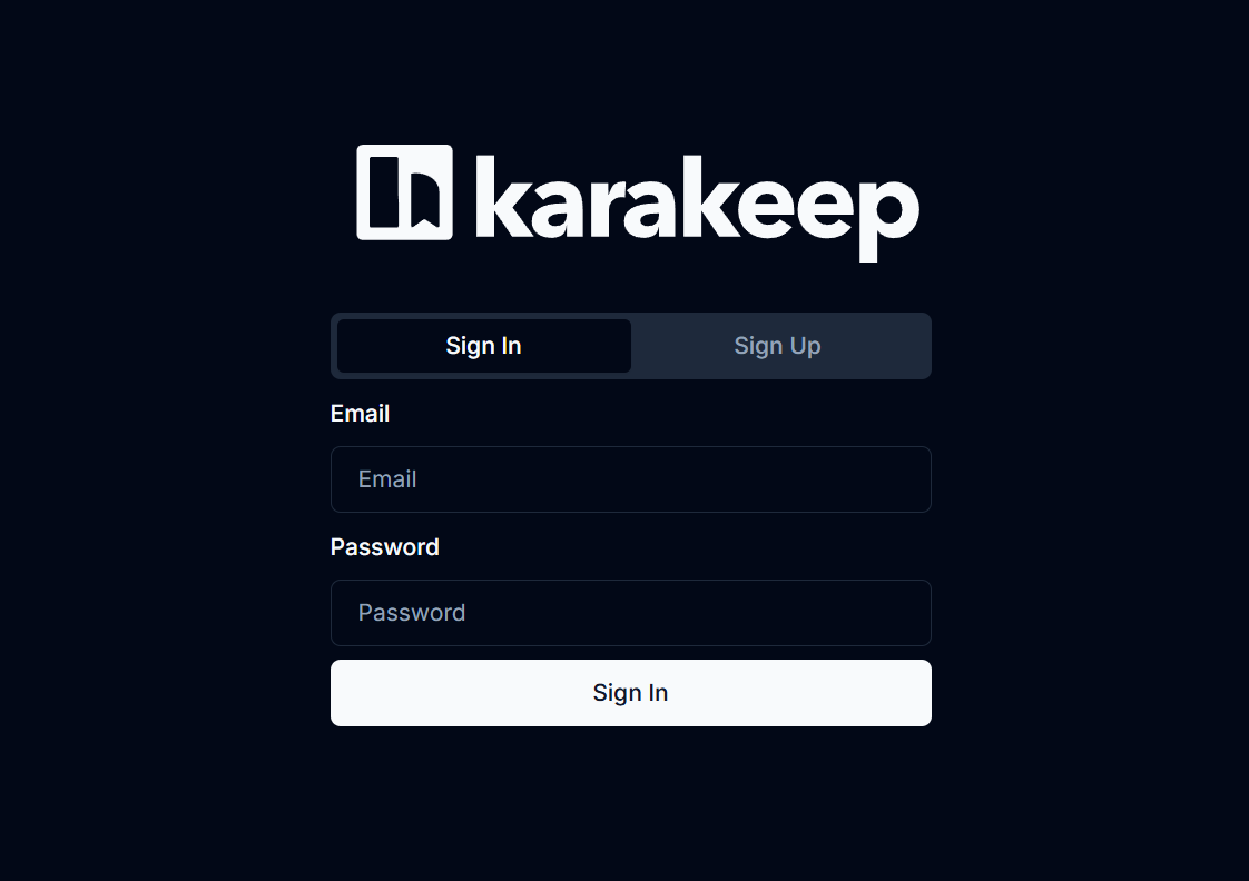 Karakeep Login Page